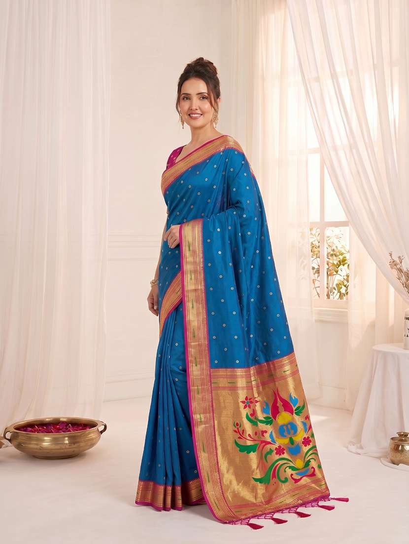 women self design paithani saree with blouse - 22579381 -  Standard Image - 3