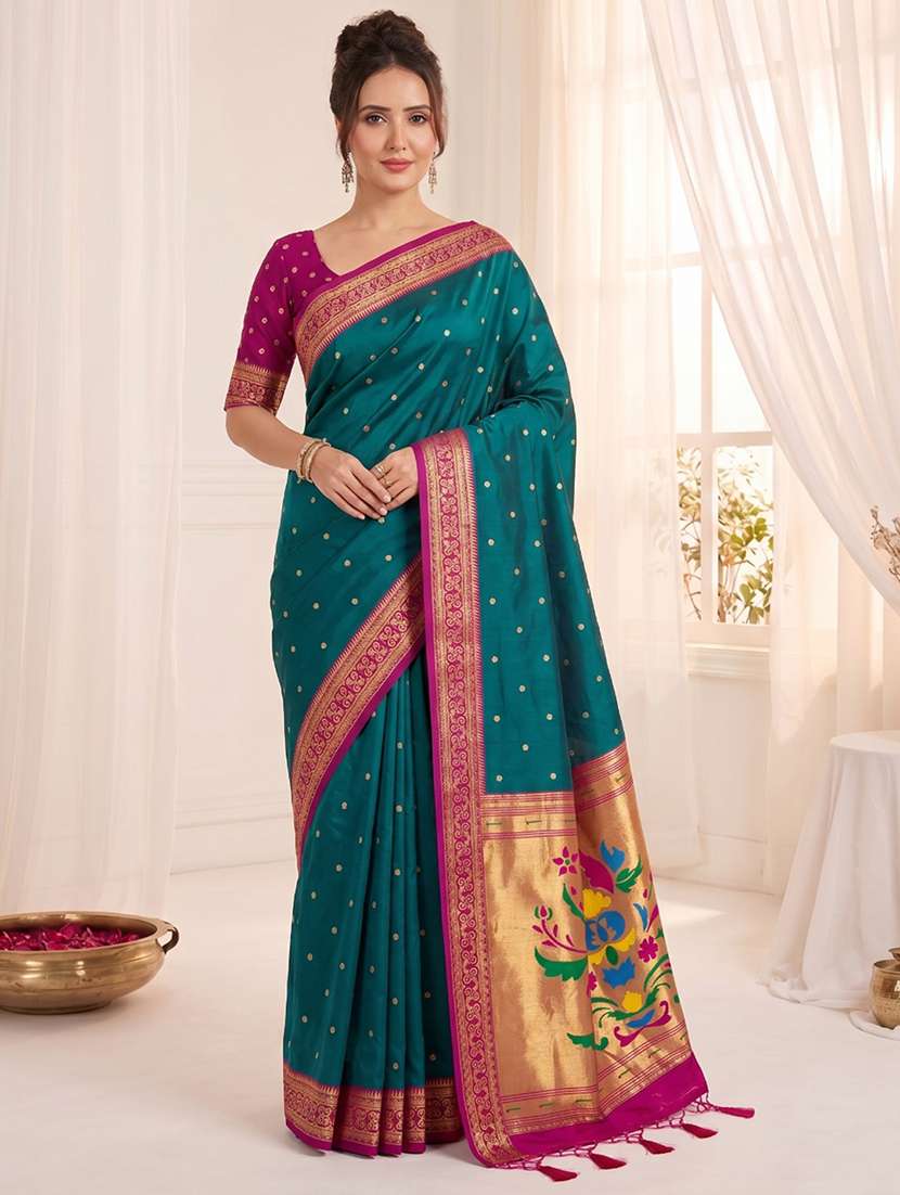 women self design paithani saree with blouse