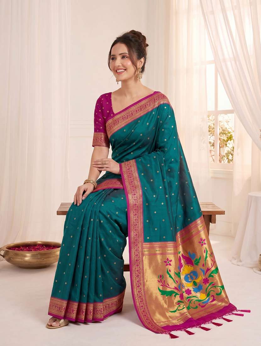 women self design paithani saree with blouse - 22579383 -  Standard Image - 5