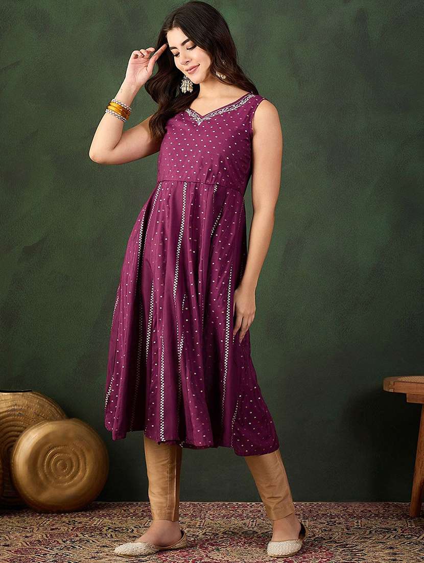 women printed sleeveless anarkali kurta - 22579393 -  Standard Image - 3
