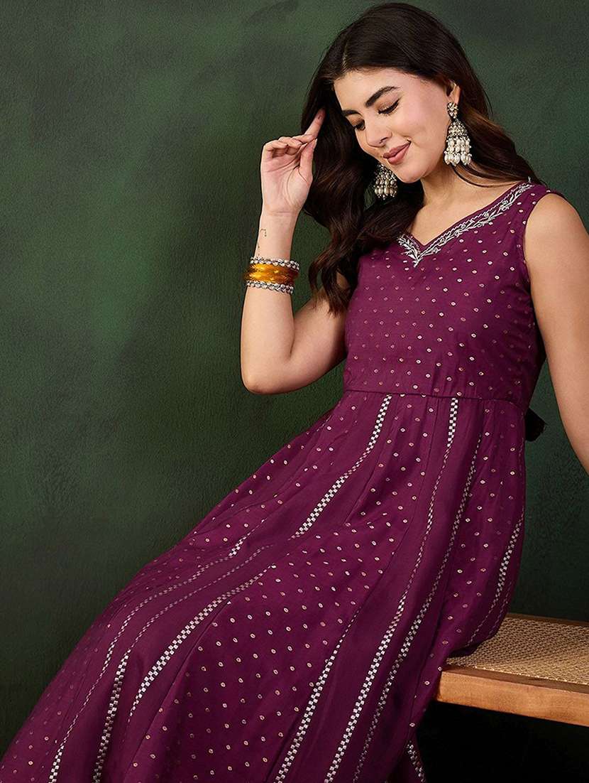 women printed sleeveless anarkali kurta - 22579393 -  Standard Image - 5