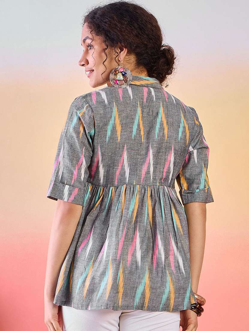 women printed short sleeves peplum top - 22579422 -  Standard Image - 3