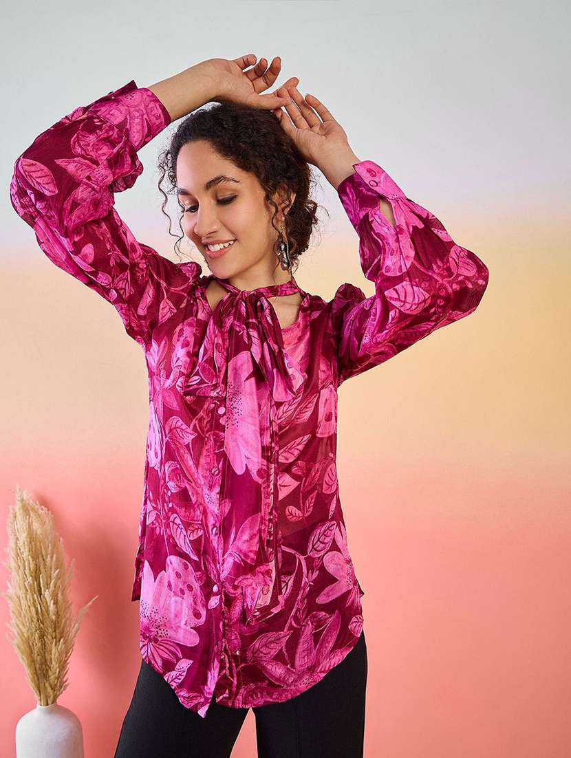 women printed long sleeves regular top