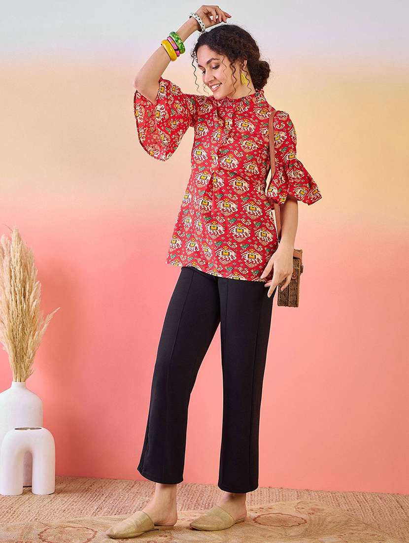 women printed bell sleeves a-line kurti - 22579437 -  Standard Image - 5