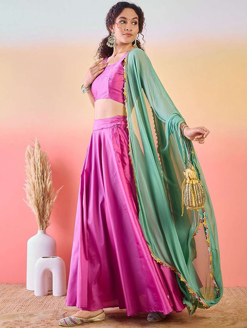 women solid sleeveless lehenga choli - 22579446 -  Standard Image - 3