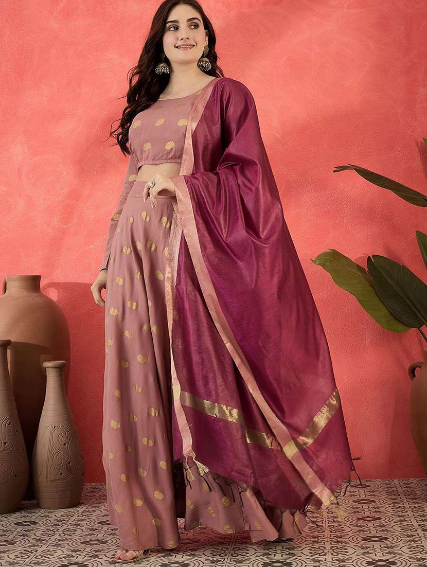 women printed long sleeves lehenga choli set