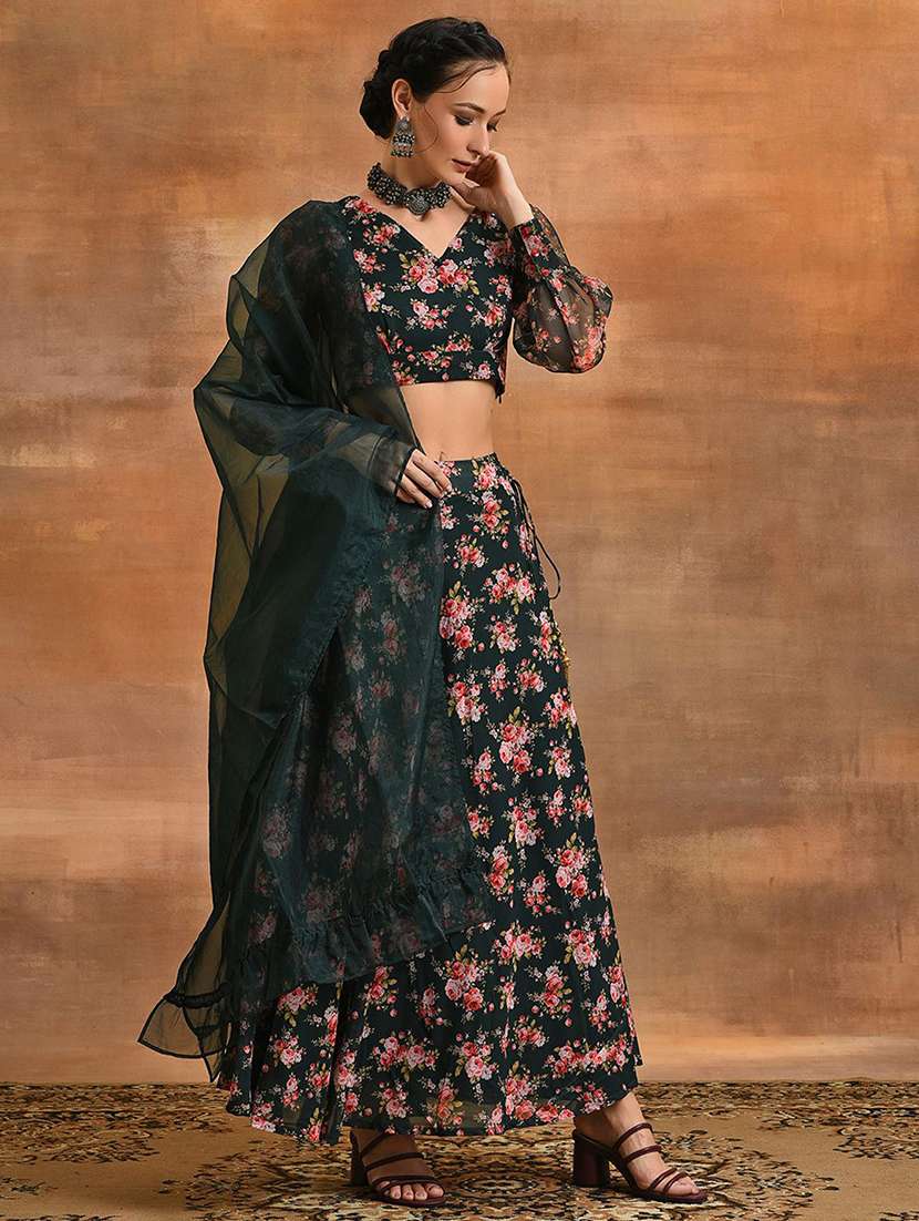 Women Printed Flared Stitched Lehenga - 22579452 -  Standard Image - 3