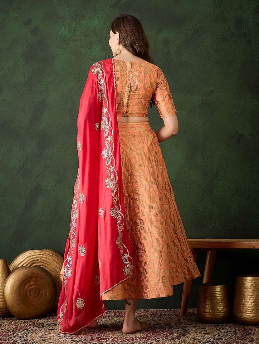 women self design short sleeves lehenga choli set - 22579456 -  Standard Image - 3
