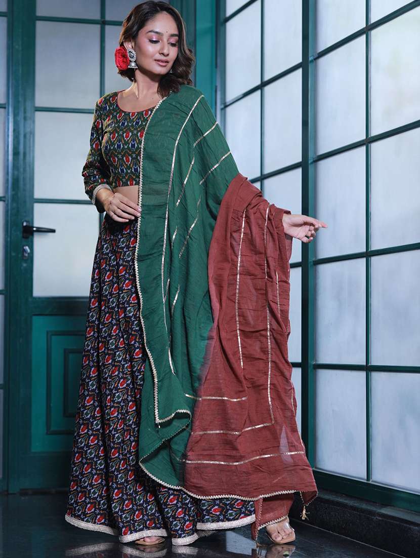 women printed three quarter sleeves lehenga choli set - 22579459 -  Standard Image - 3