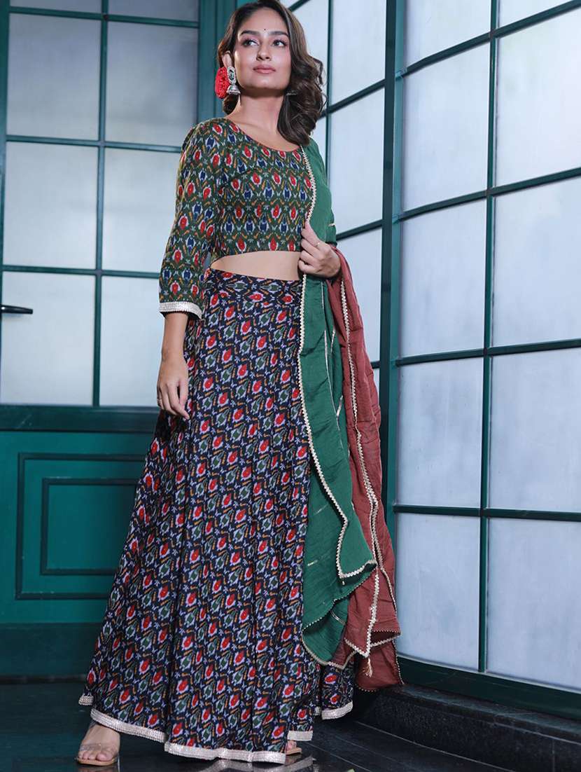 women printed three quarter sleeves lehenga choli set - 22579459 -  Standard Image - 5