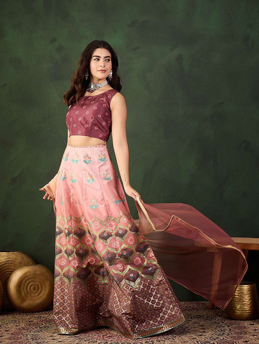 women self design sleeveless lehenga choli set - 22579466 -  Standard Image - 3