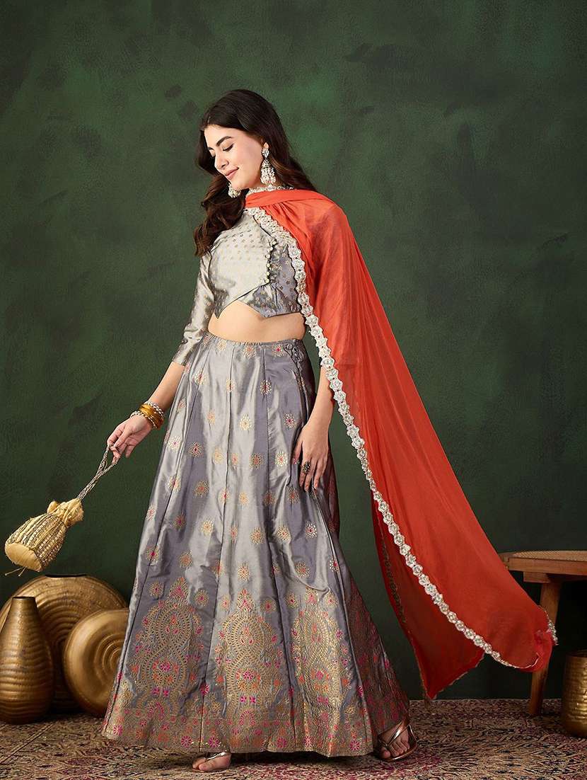 women self design three quarter sleeves lehenga choli set - 22579469 -  Standard Image - 3