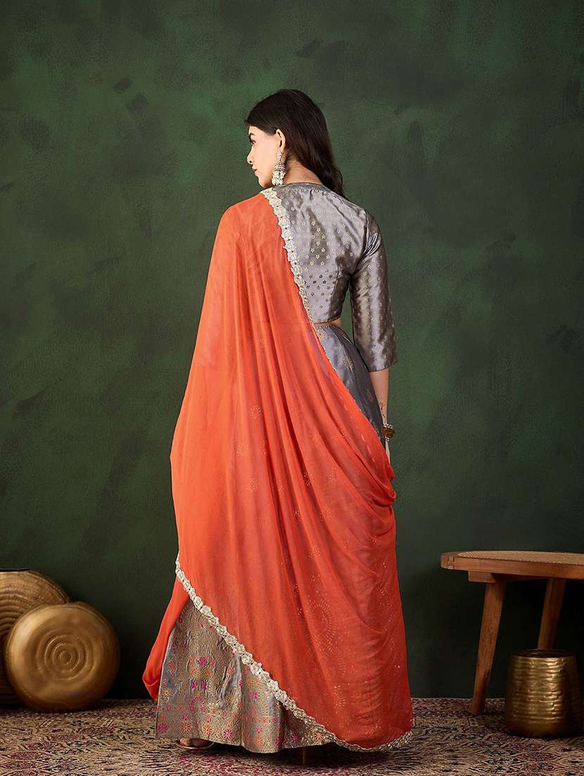 women self design three quarter sleeves lehenga choli set - 22579469 -  Standard Image - 5