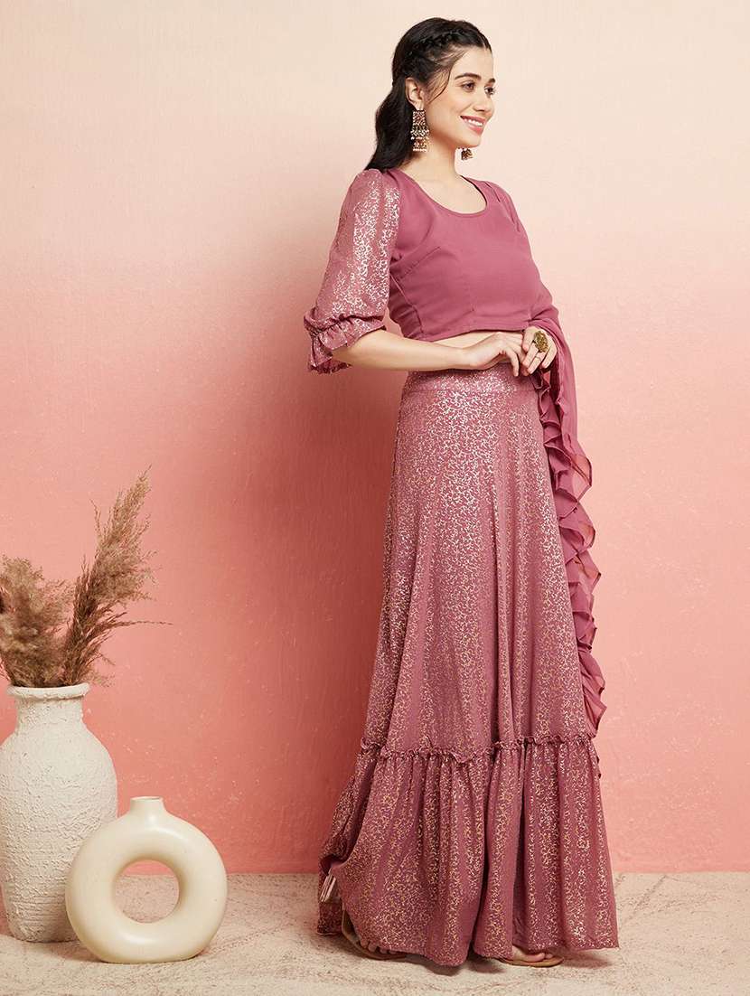 women printed three quarter sleeves lehenga choli set - 22579474 -  Standard Image - 3