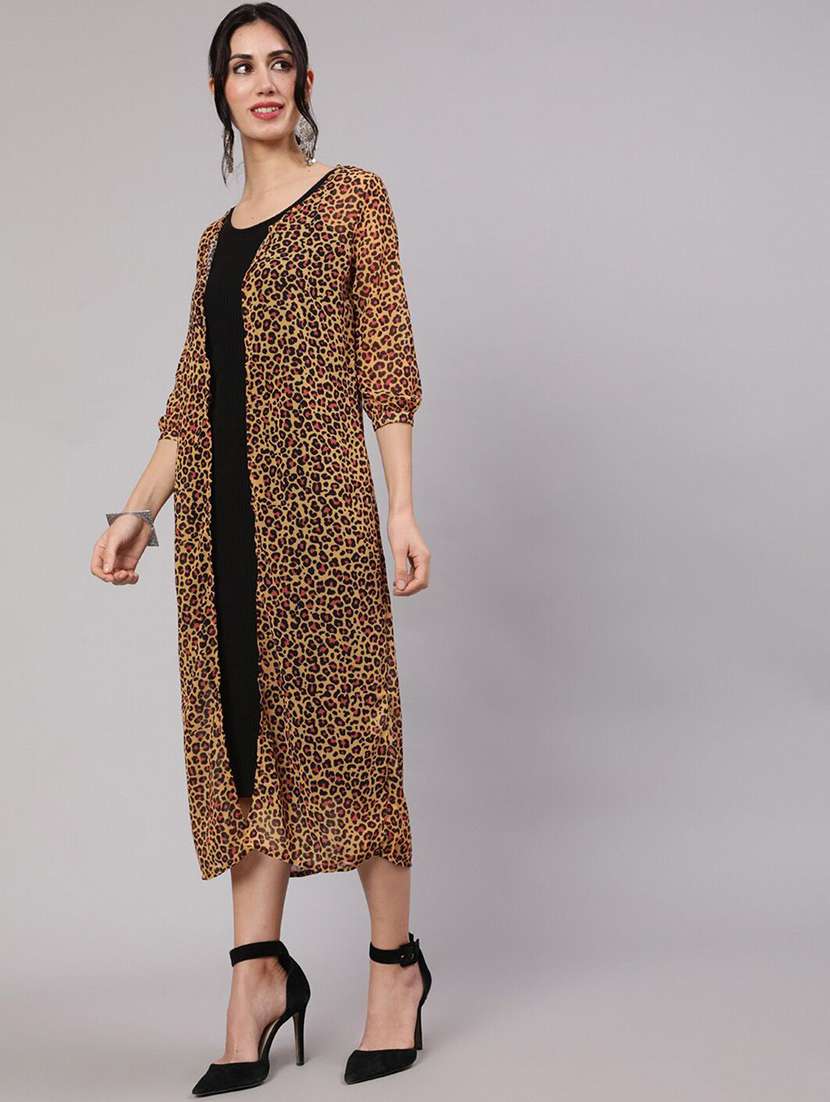 Women Animal Printed Three Quarter Sleeve Shrug - 22579476 -  Standard Image - 3