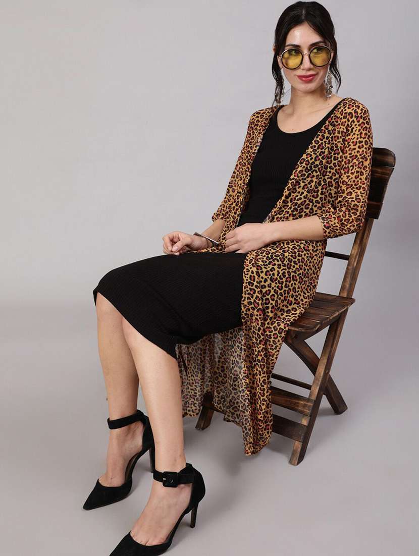 Women Animal Printed Three Quarter Sleeve Shrug - 22579476 -  Standard Image - 5