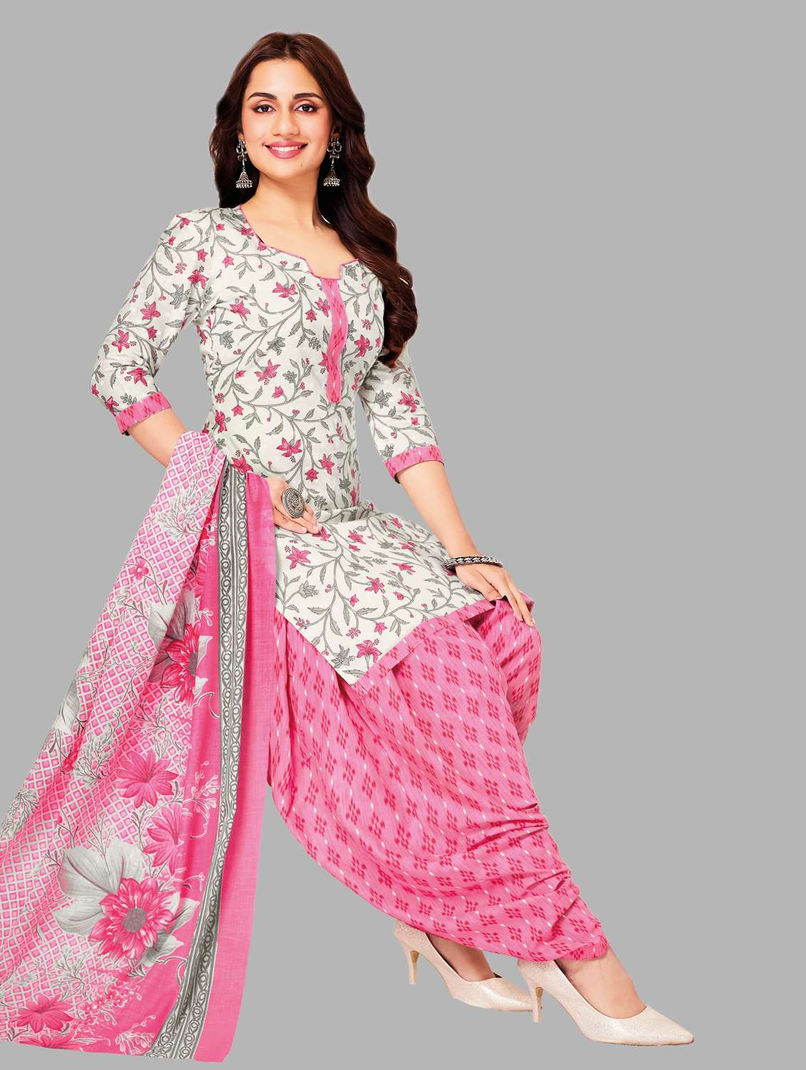 women printed unstitched suit set
