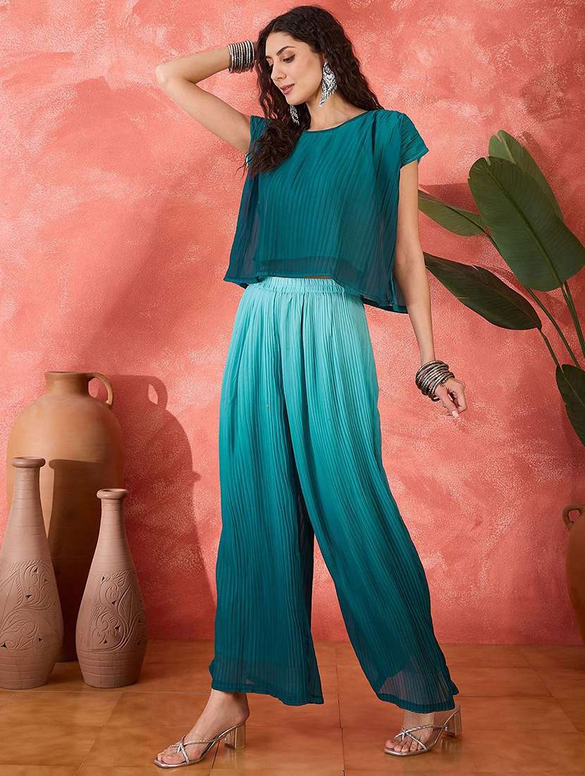 women ombre short sleeves top and palazzo co-ord set - 22579503 -  Standard Image - 3