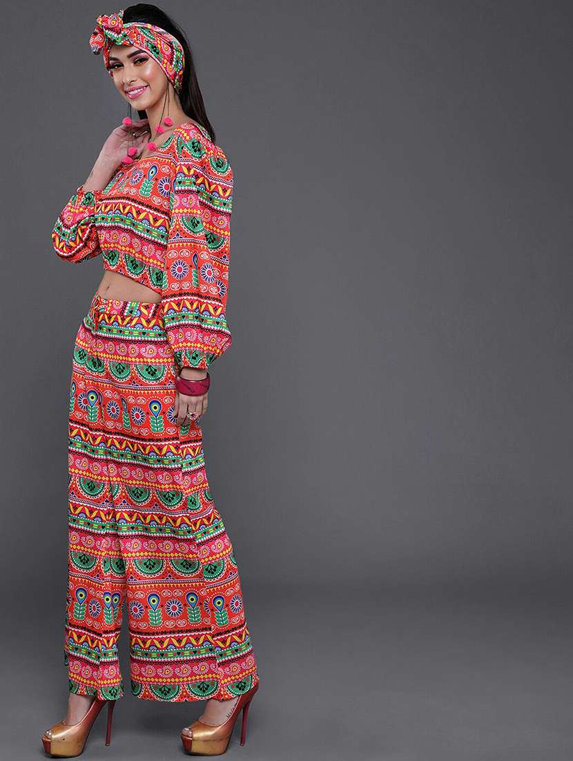 women printed long sleeves top and palazzo co-od set - 22579506 -  Standard Image - 3