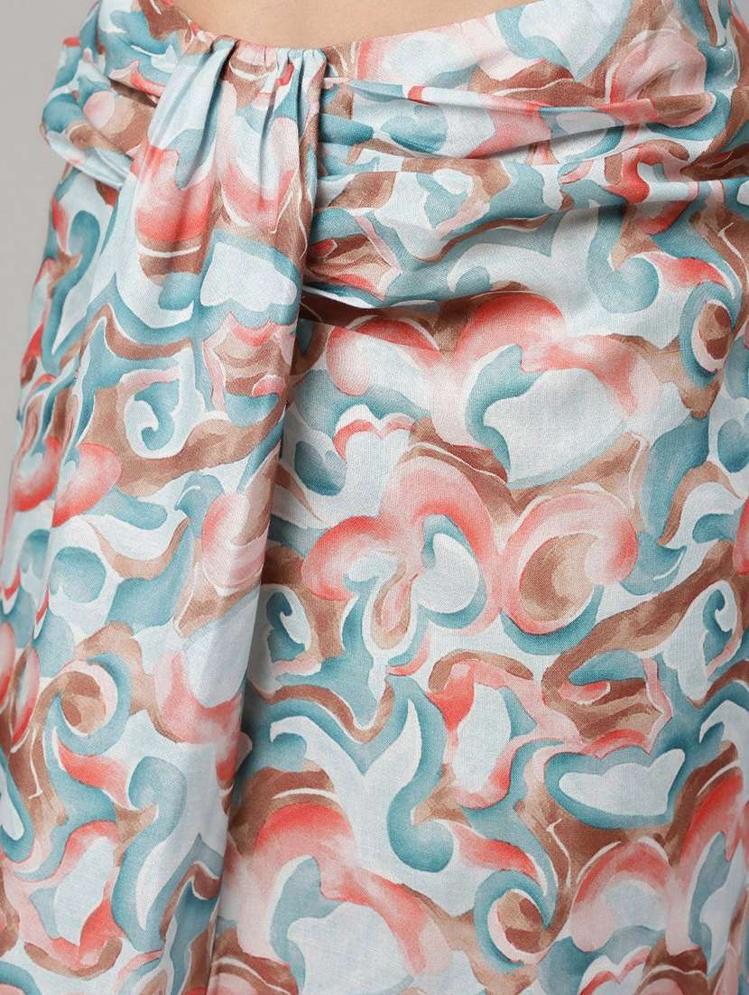 women printed three quarter sleeves top and skirt co-ord set  - 22579510 -  Standard Image - 5