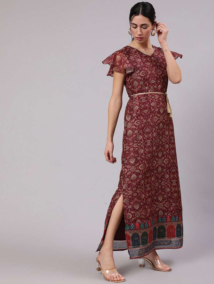 women printed flared sleeves a-line dress - 22579517 -  Standard Image - 3