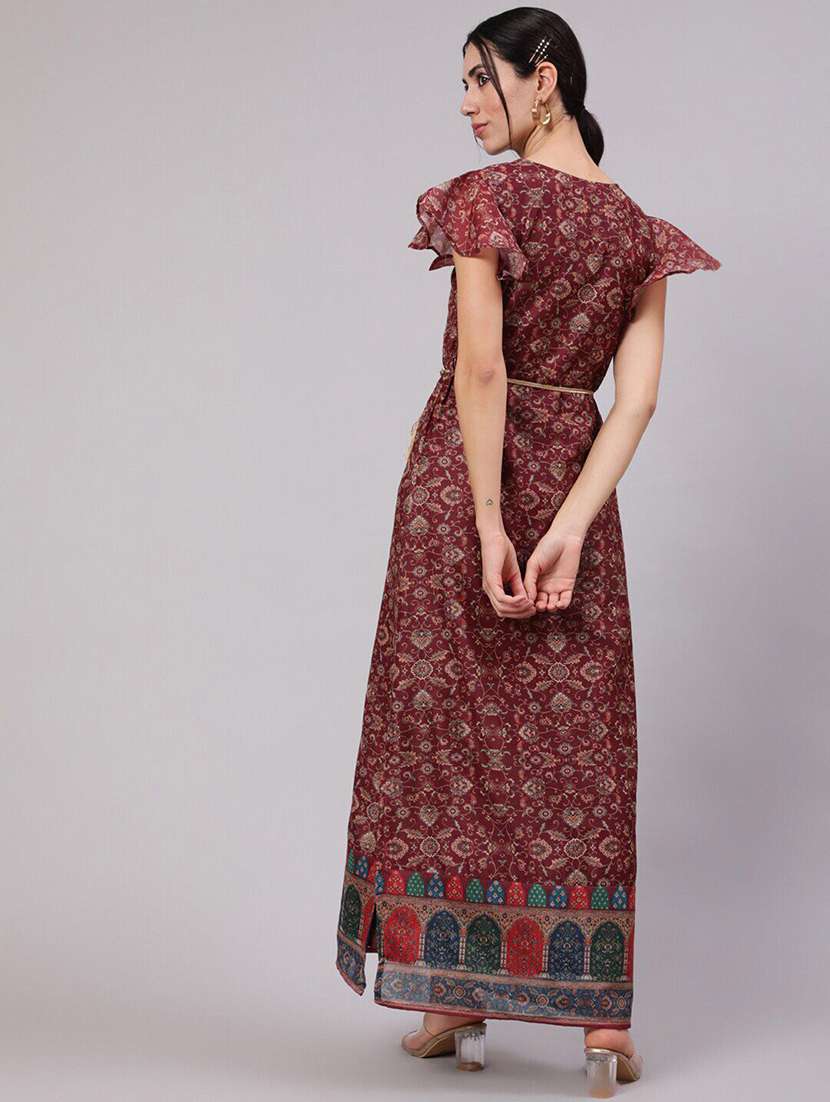 women printed flared sleeves a-line dress - 22579517 -  Standard Image - 5