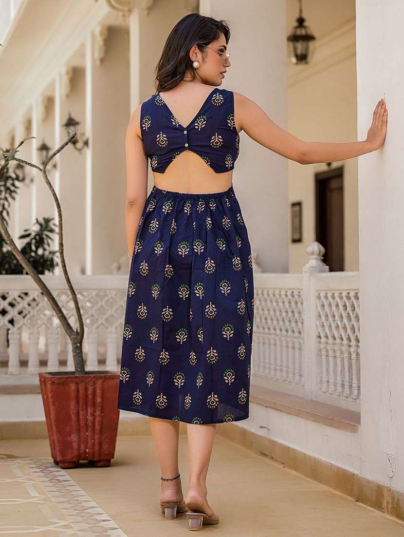 women printed sleeveless a-line dress - 22579519 -  Standard Image - 5