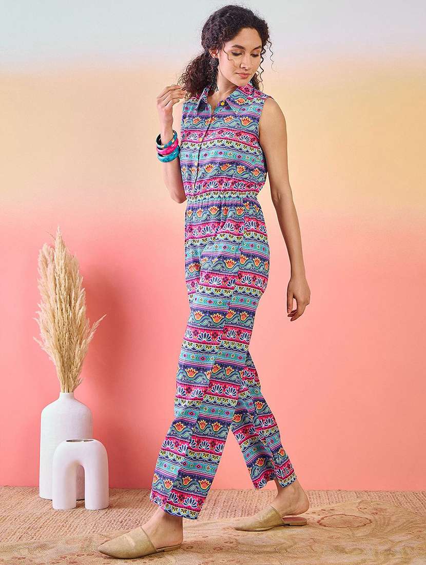 women printed sleeveless full leg jumpsuit - 22579523 -  Standard Image - 3