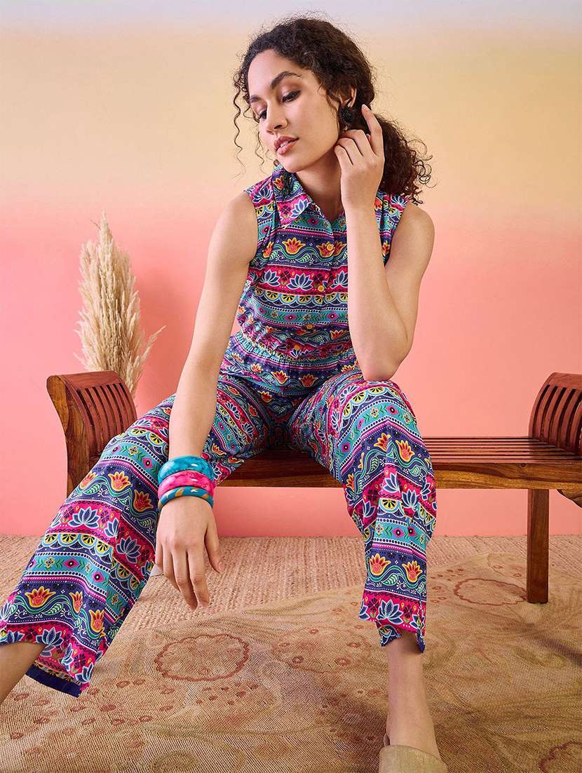women printed sleeveless full leg jumpsuit - 22579523 -  Standard Image - 5