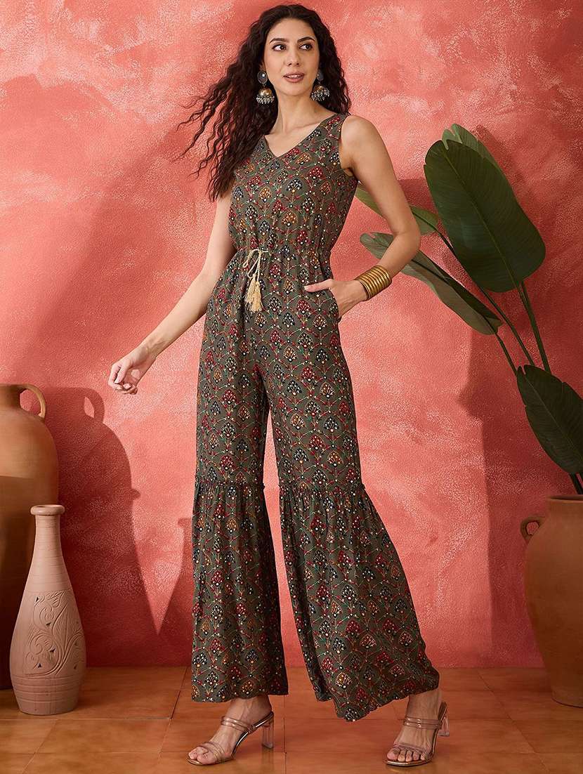 women printed sleeveless full leg jumpsuit - 22579524 -  Standard Image - 3