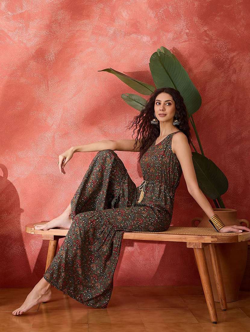 women printed sleeveless full leg jumpsuit - 22579524 -  Standard Image - 5