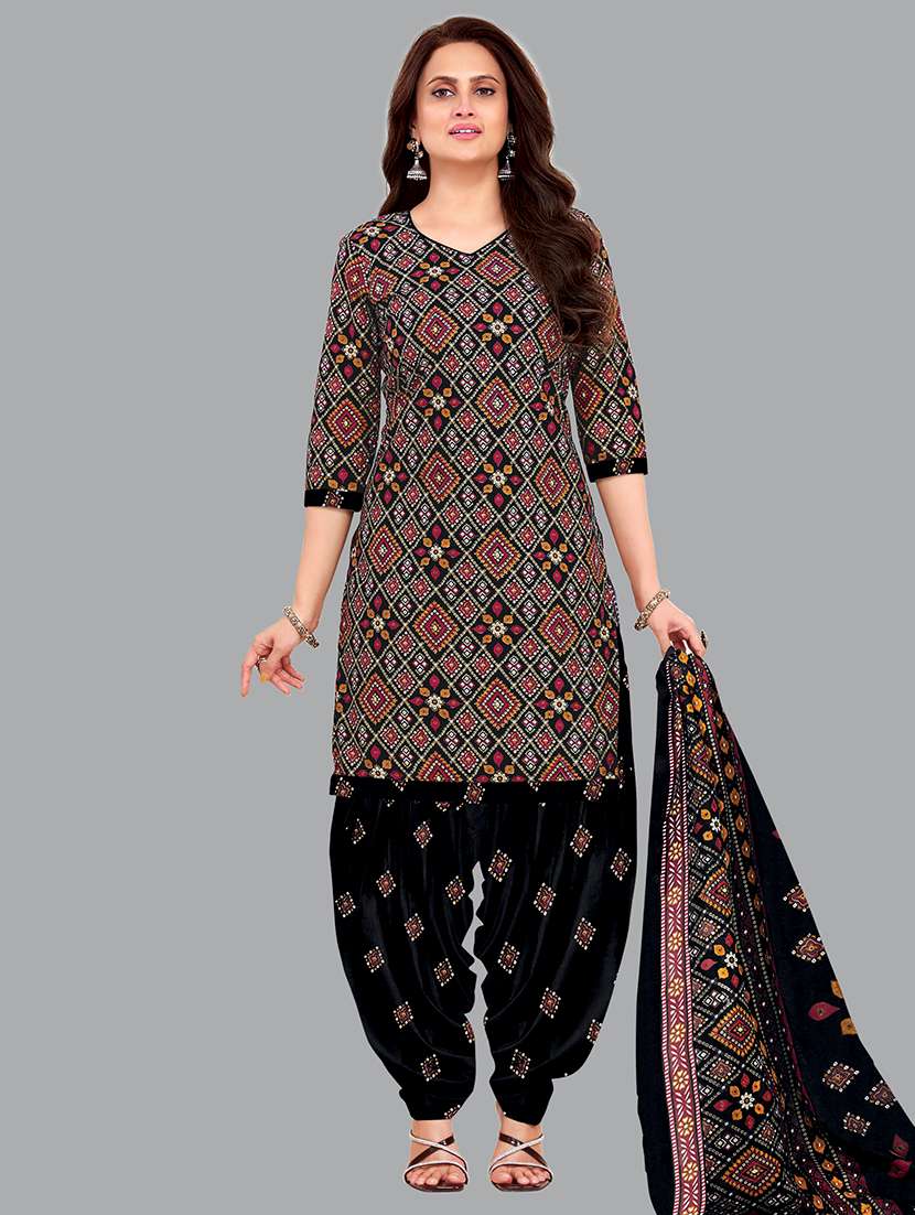 women printed unstitched suit set