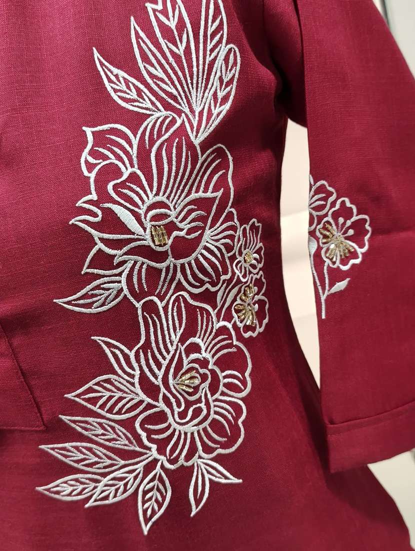 women embroidered three quarter sleeve straight kurta - 22579587 -  Standard Image - 5