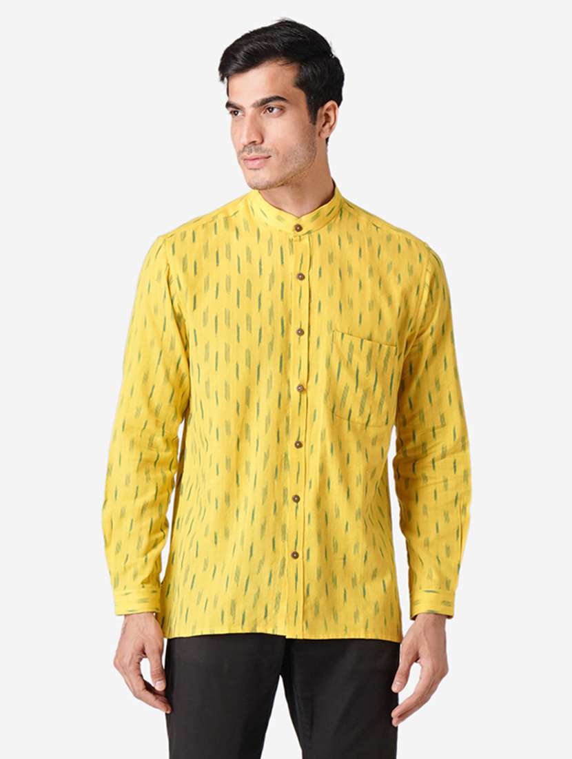 men printed long sleeves casual shirt