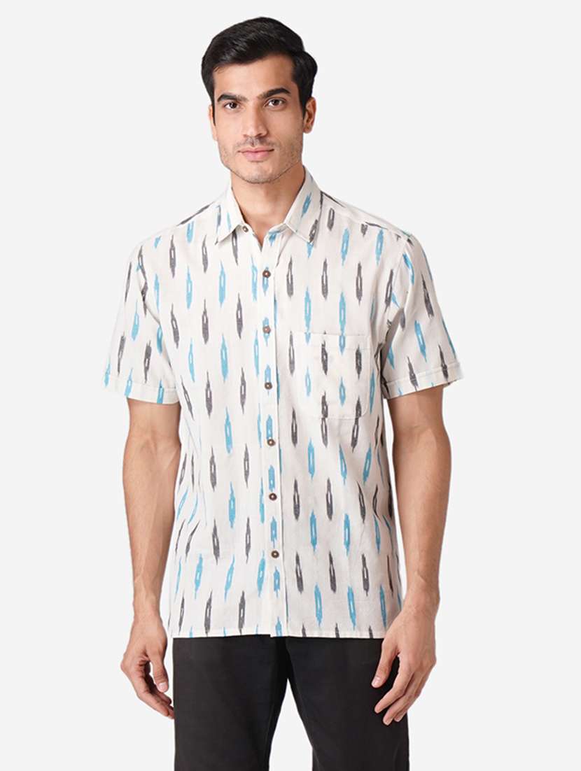 men printed short sleeves regular fit shirt