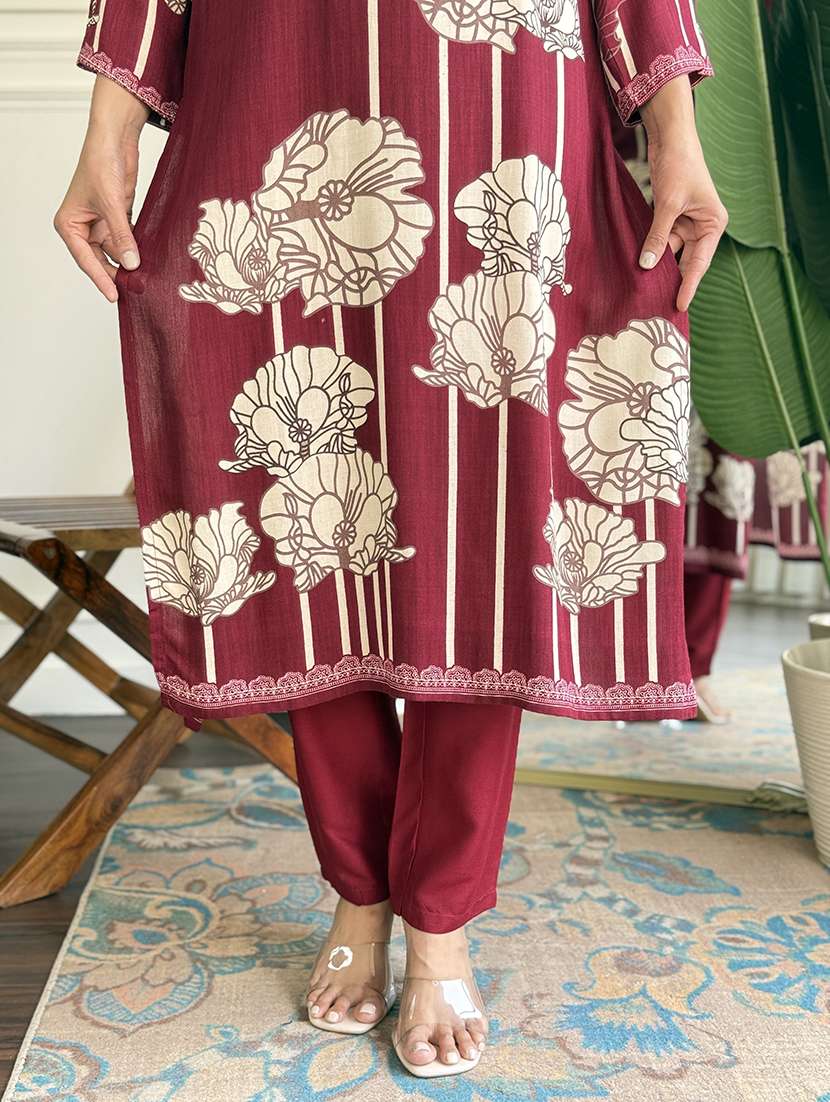 women printed three quarter sleeves kurta pant set with dupatta - 22579643 -  Standard Image - 3