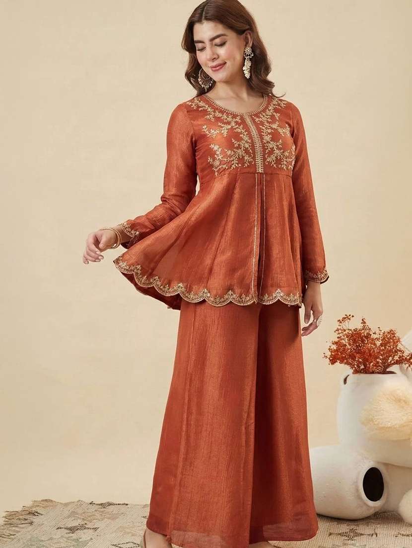 women embroidered long sleeves kurta palazzo set with dupatta - 22579650 -  Standard Image - 3
