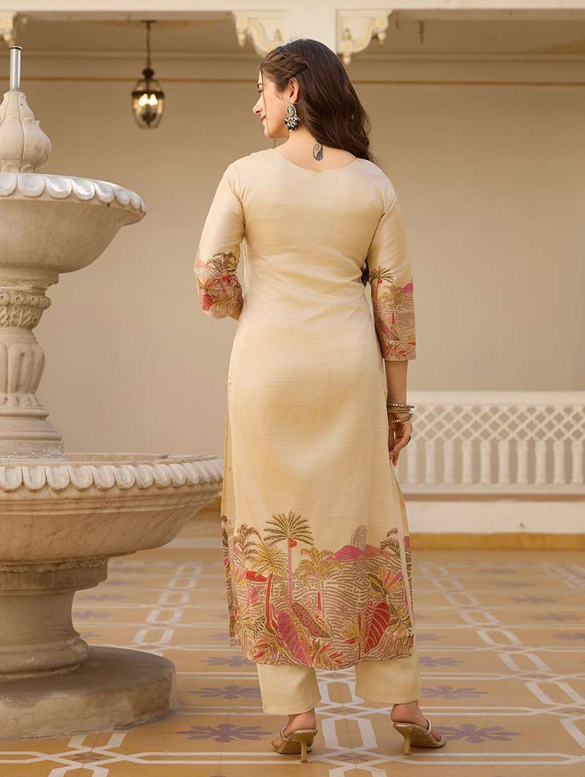 women embroidered three quarter sleeves kurta pant set with dupatta - 22579702 -  Standard Image - 3