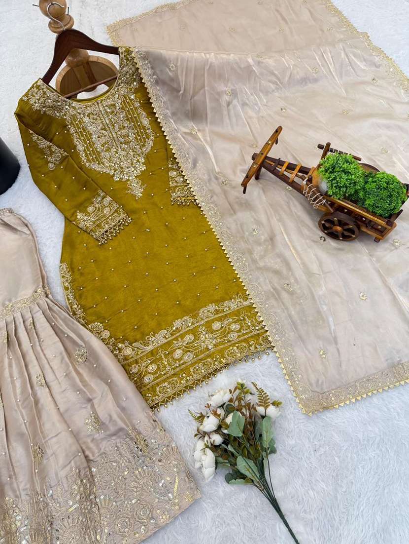 women embroidered long sleeves kurta sharara set with dupatta - 22579944 -  Standard Image - 3