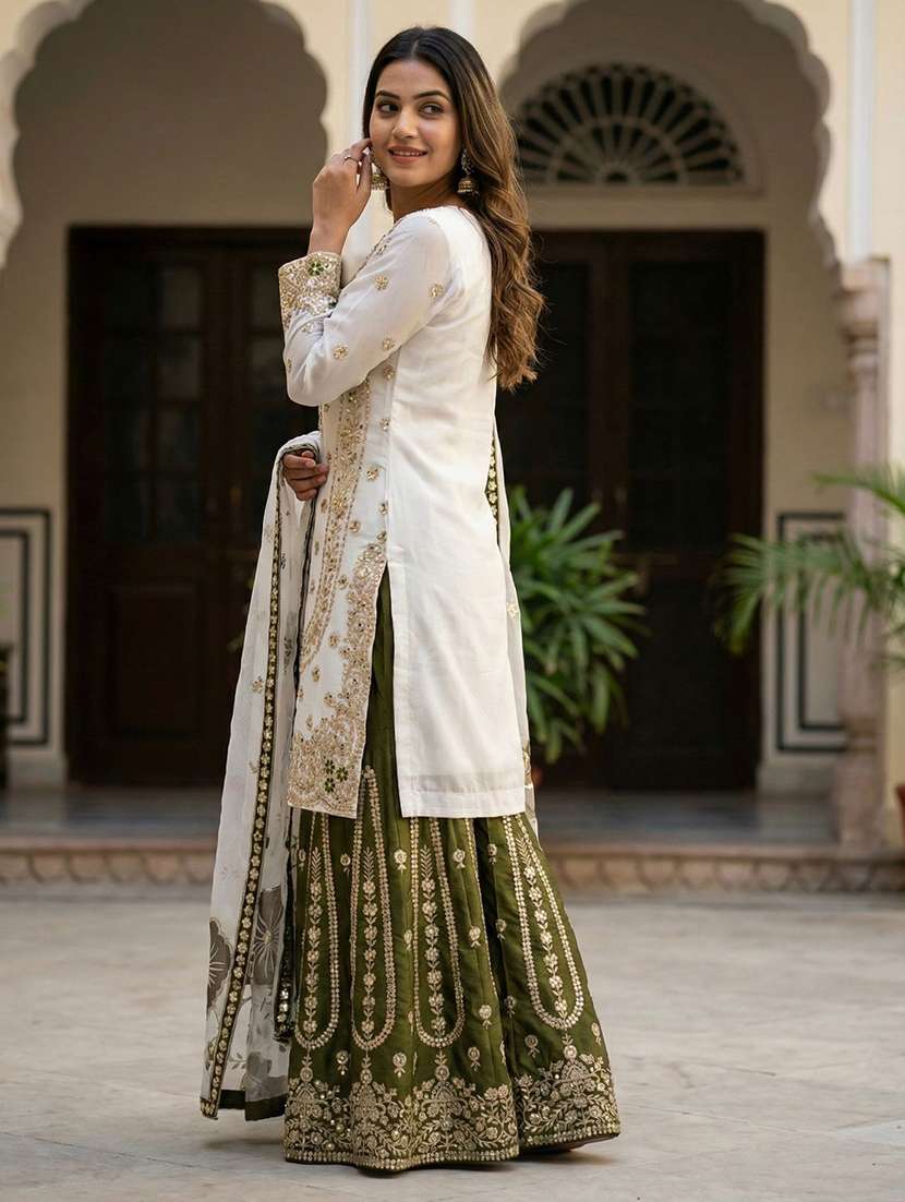 women embroidered long sleeves kurta palazzo set with dupatta - 22579983 -  Standard Image - 3
