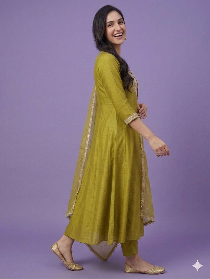 women embroidered three quarter sleeve anarkali kurta - 22580170 -  Standard Image - 3
