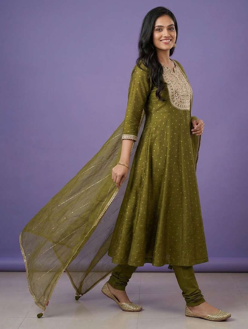 women printed three quarter sleeve anarkali kurta - 22580171 -  Standard Image - 5