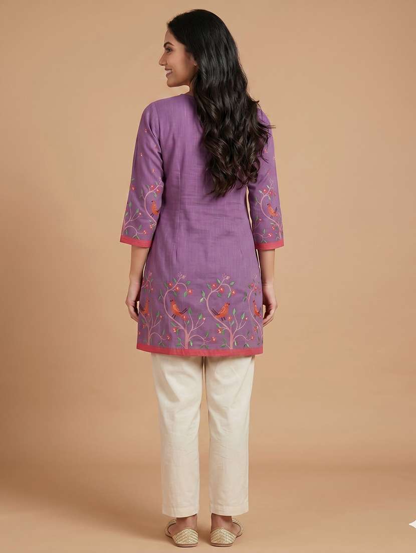 women printed three quarter sleeve a-line kurti - 22580172 -  Standard Image - 3
