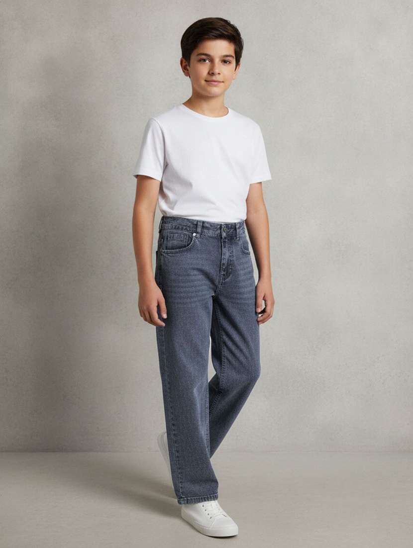 boys washed mid rise straight jeans