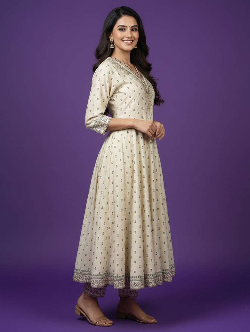 women embroidered three quarter sleeve kurta pant with dupatta set - 22580199 -  Standard Image - 3