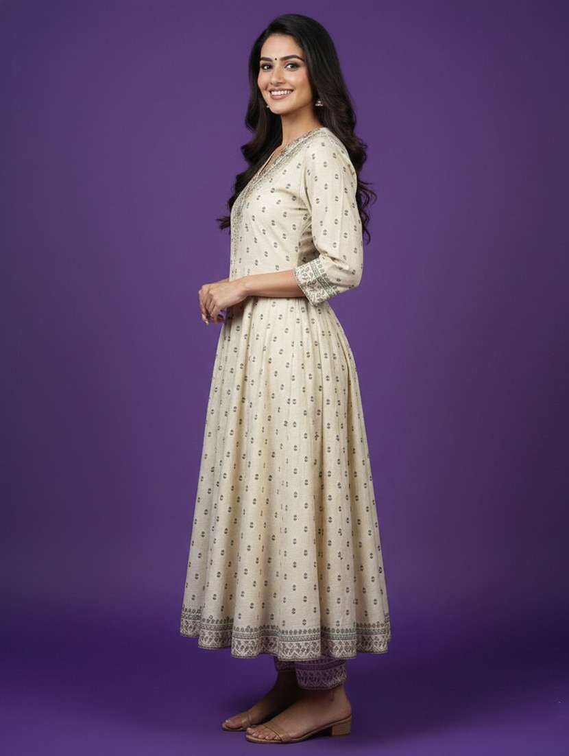 women embroidered three quarter sleeve kurta pant with dupatta set - 22580199 -  Standard Image - 5