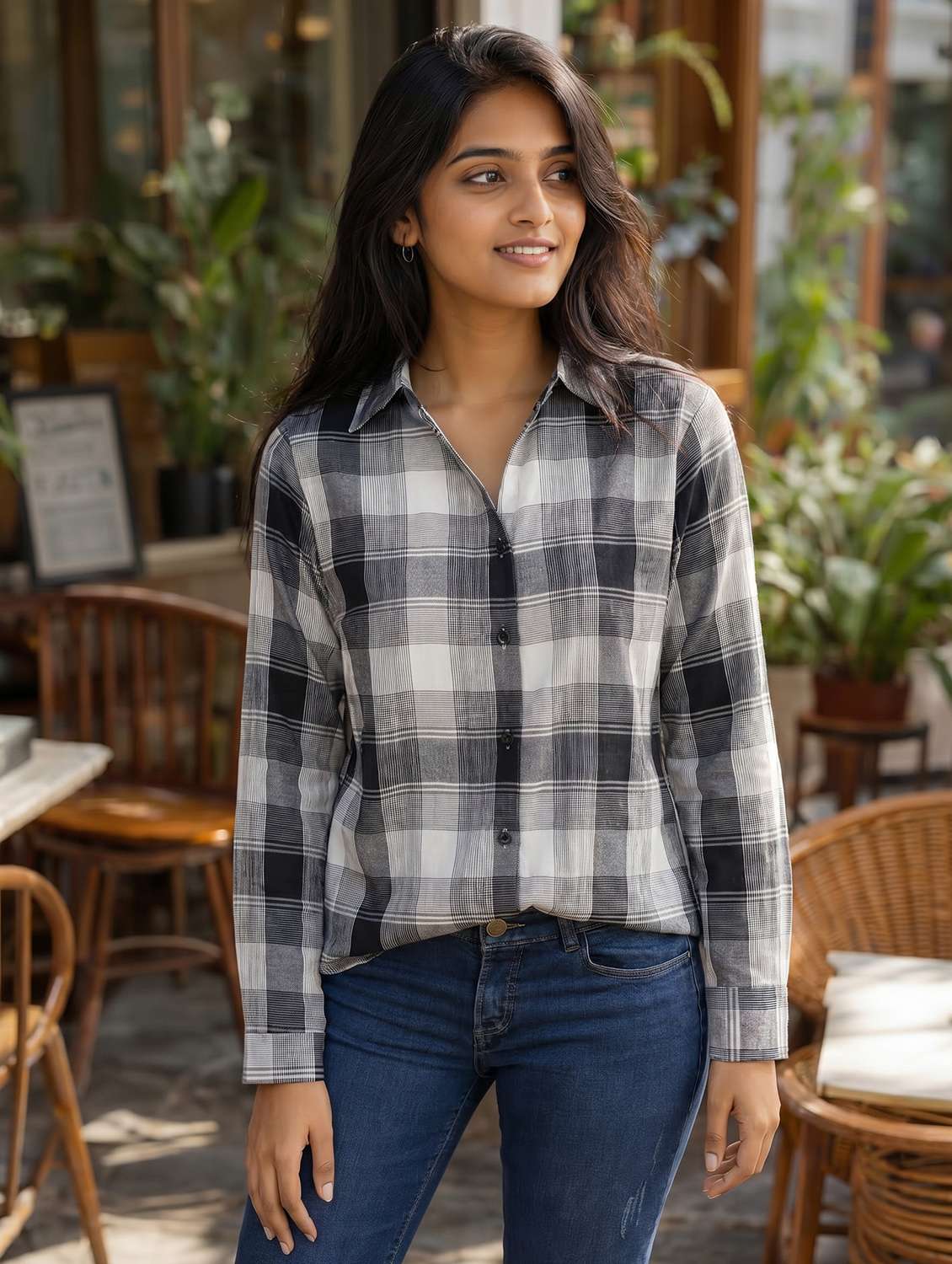 women printed long sleeves regular shirt