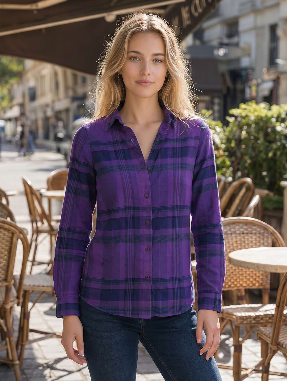 women printed long sleeves regular shirt
