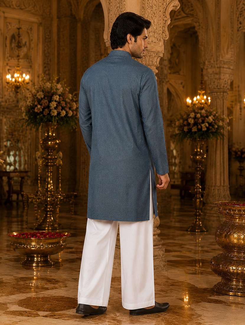 Men Self Design Mandarin Neck Kurta Pyjama Set - 22580294 -  Standard Image - 3