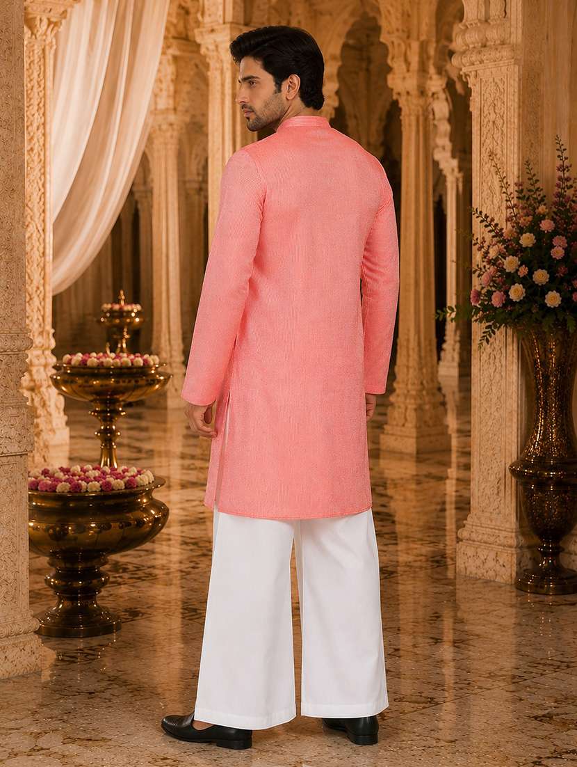 Men Self Design Mandarin Neck Kurta Pyjama Set - 22580320 -  Standard Image - 3